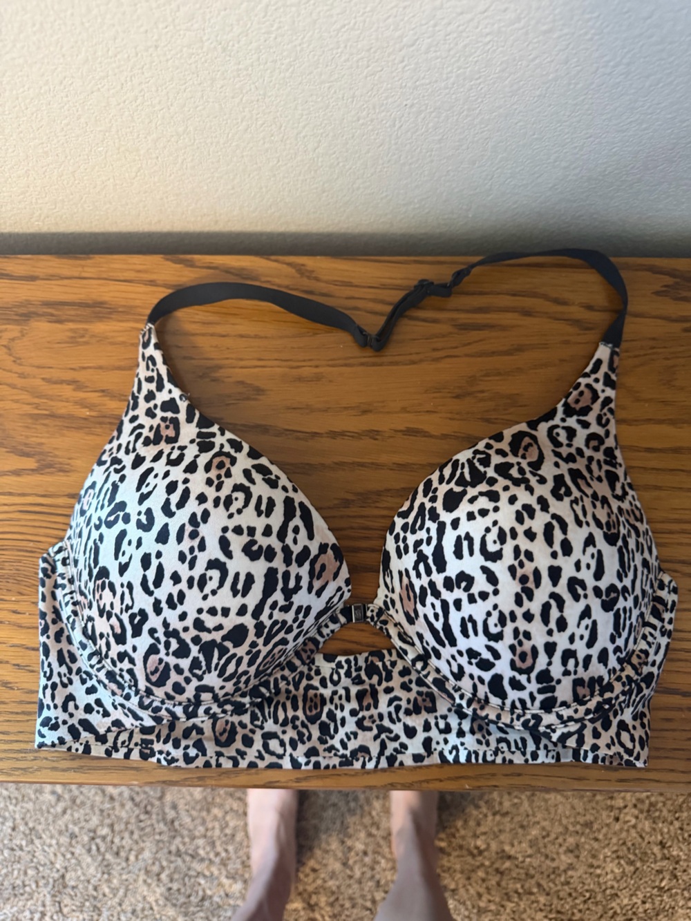 Victoria's Secret Leopard Print Bra in Black, White & Taupe